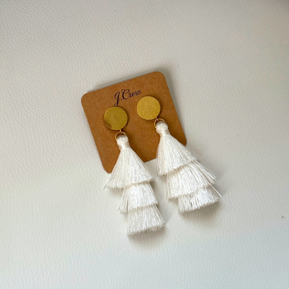 J. Crew Ivory Tassel Earrings